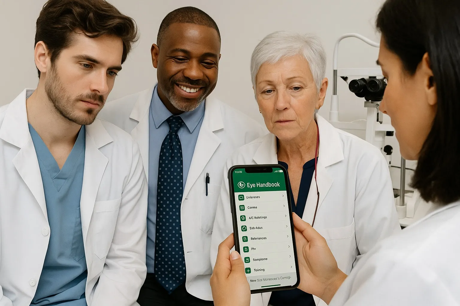 Eye Handbook medical reference app used by ophthalmologists in clinical practice
